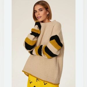 LA DOUBLE J CREW BOY SWEATER in CAMEL/BLACK/YELLOW